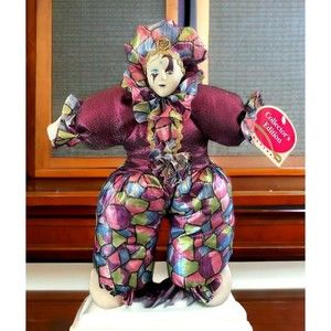 Rare Sugar Loaf Vintage Clown Harlequin Jester Mardi Gras Doll Collector Series